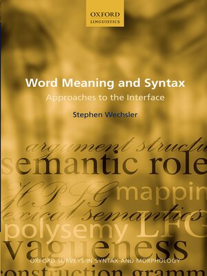 cover image of Word Meaning and Syntax